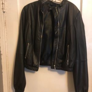BCBG black leather bomber jacket